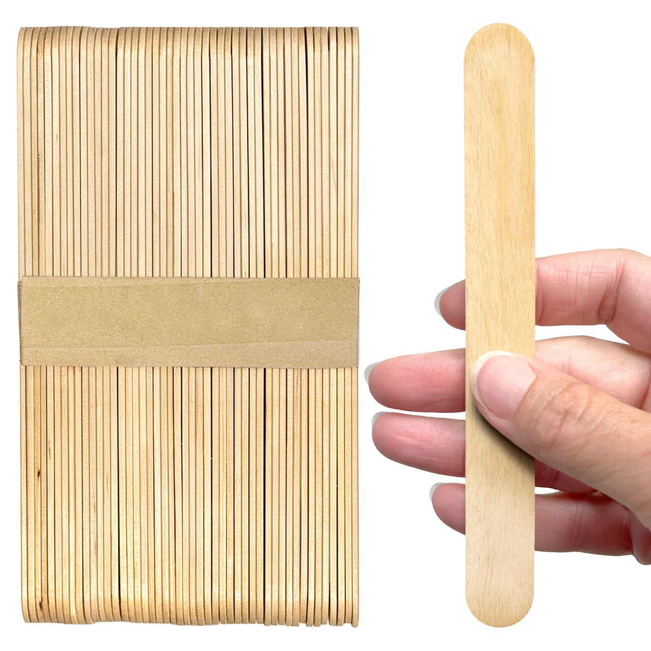 CraftySticks 6 Inch Jumbo Wood Popsicle Sticks for Crafts and STEM Learning